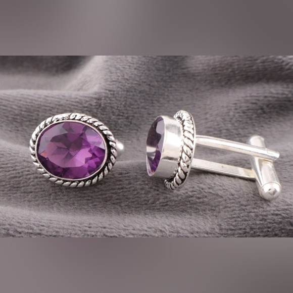 Sassy Wildflower Other - Sterling Silver Amethyst Cuff Links